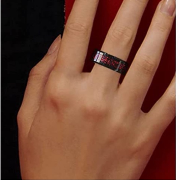 Stainless Steel Red and Black Celtic Dragon Ring, Size 7 - Picture 8 of 12